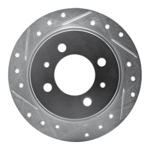 Nissan Sentra Brake Rotor (1) - Rear Left - R1 Concepts - Drilled & Slotted - Silver - `91-`06